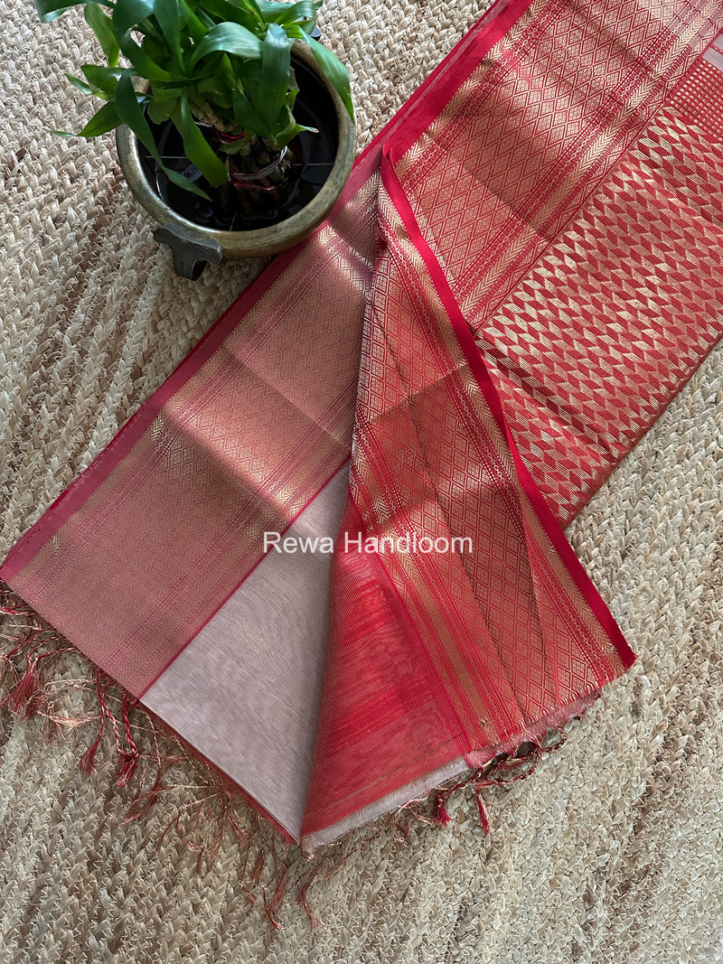 Maheshwari Peach Tissue Rich Pallu Saree THP043