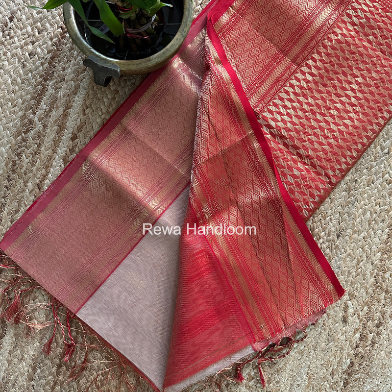 Maheshwari Peach Tissue Rich Pallu Saree THP043
