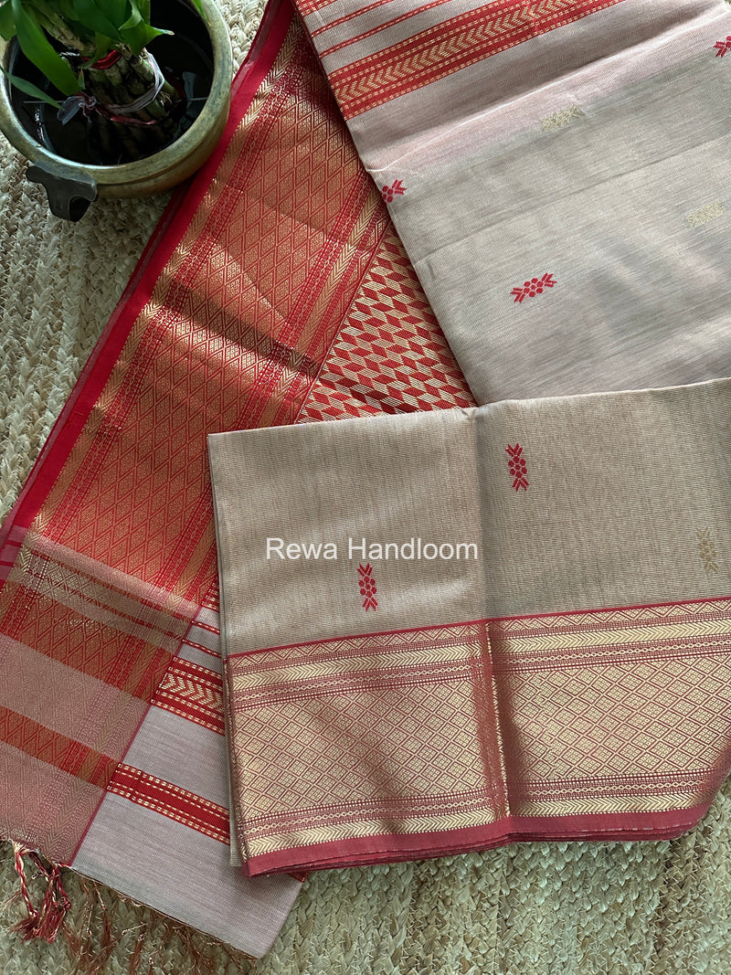 Maheshwari Peach Tissue Rich Pallu Saree THP043