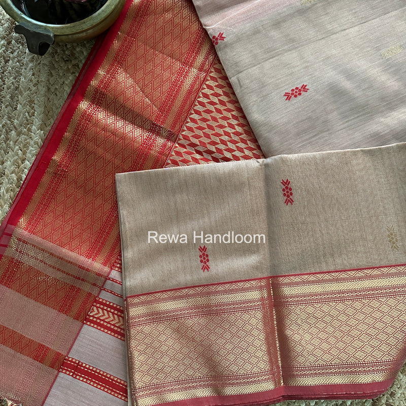 Maheshwari Peach Tissue Rich Pallu Saree THP043
