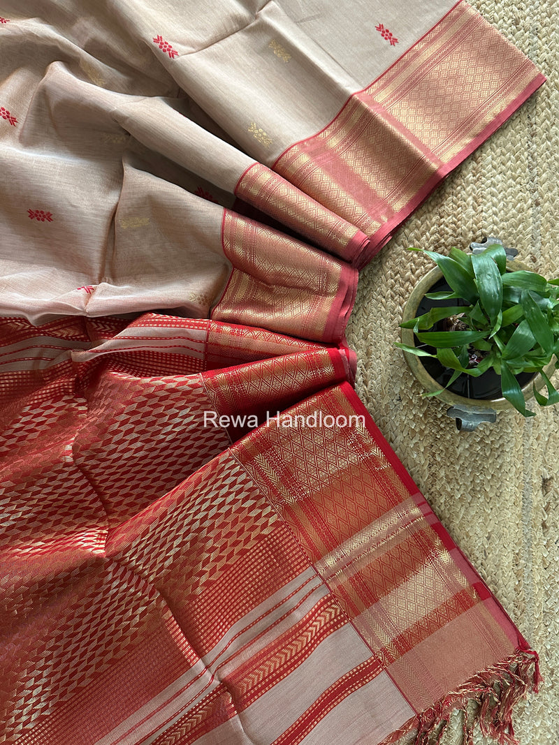 Maheshwari Peach Tissue Rich Pallu Saree THP043