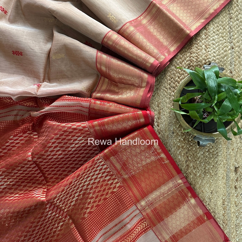 Maheshwari Peach Tissue Rich Pallu Saree THP043
