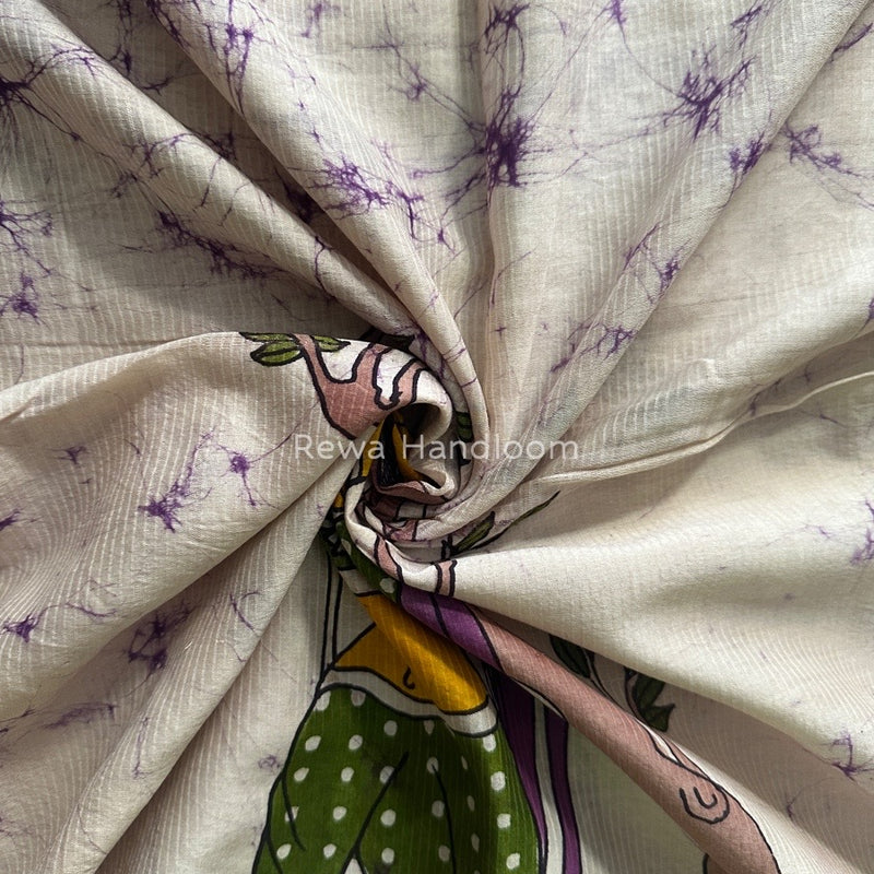 Maheshwari Violet Hand painted Dupatta BT018
