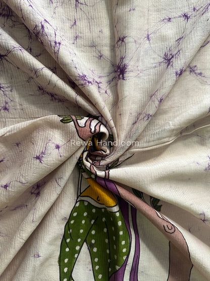 Maheshwari Violet Hand painted Dupatta BT018