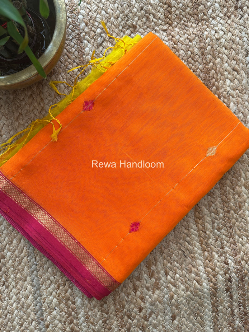  Orange Lining Butti Shaded Maheshwari Saree SBS088