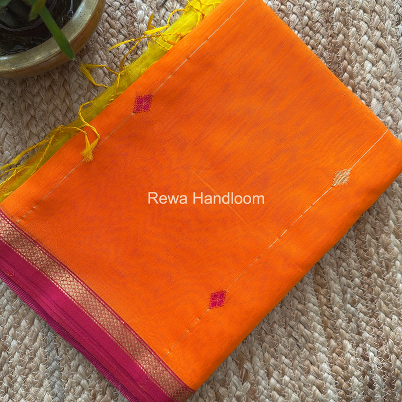  Orange Lining Butti Shaded Maheshwari Saree SBS088