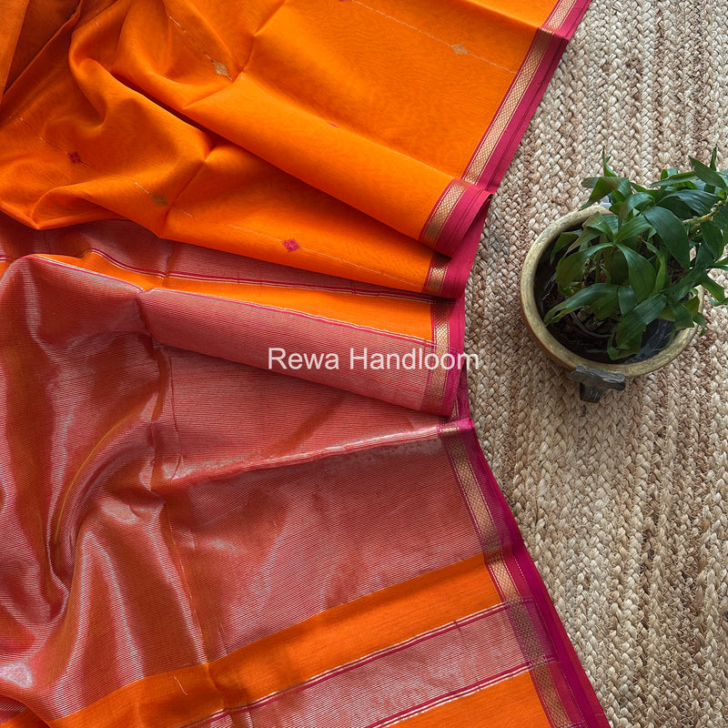Orange Lining Butti Shaded Maheshwari Saree SBS088