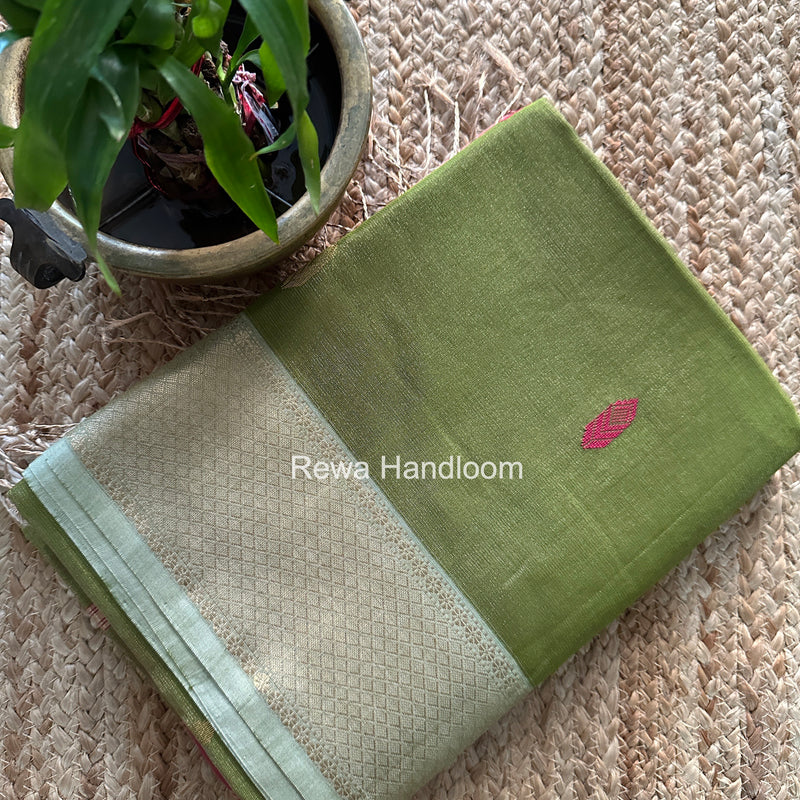 Maheshwari Mehendi Green Tissue Silk Saree TFB041
