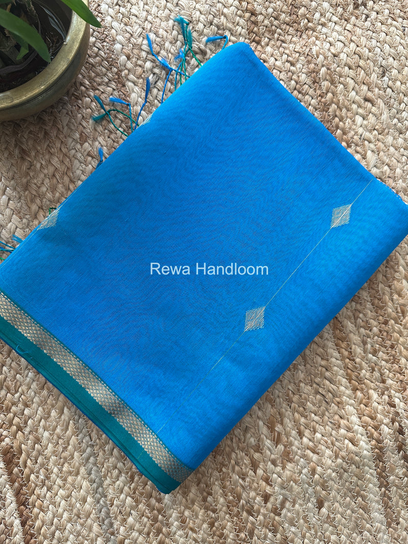 Sky Blue Lining Butti Shaded Maheshwari Saree SBS075