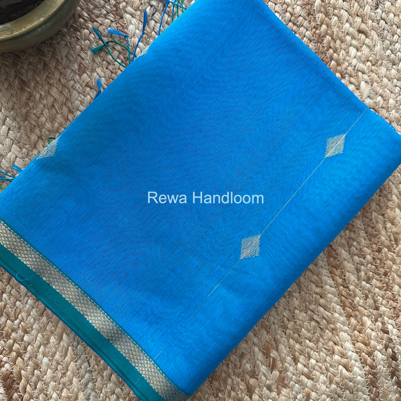 Sky Blue Lining Butti Shaded Maheshwari Saree SBS075