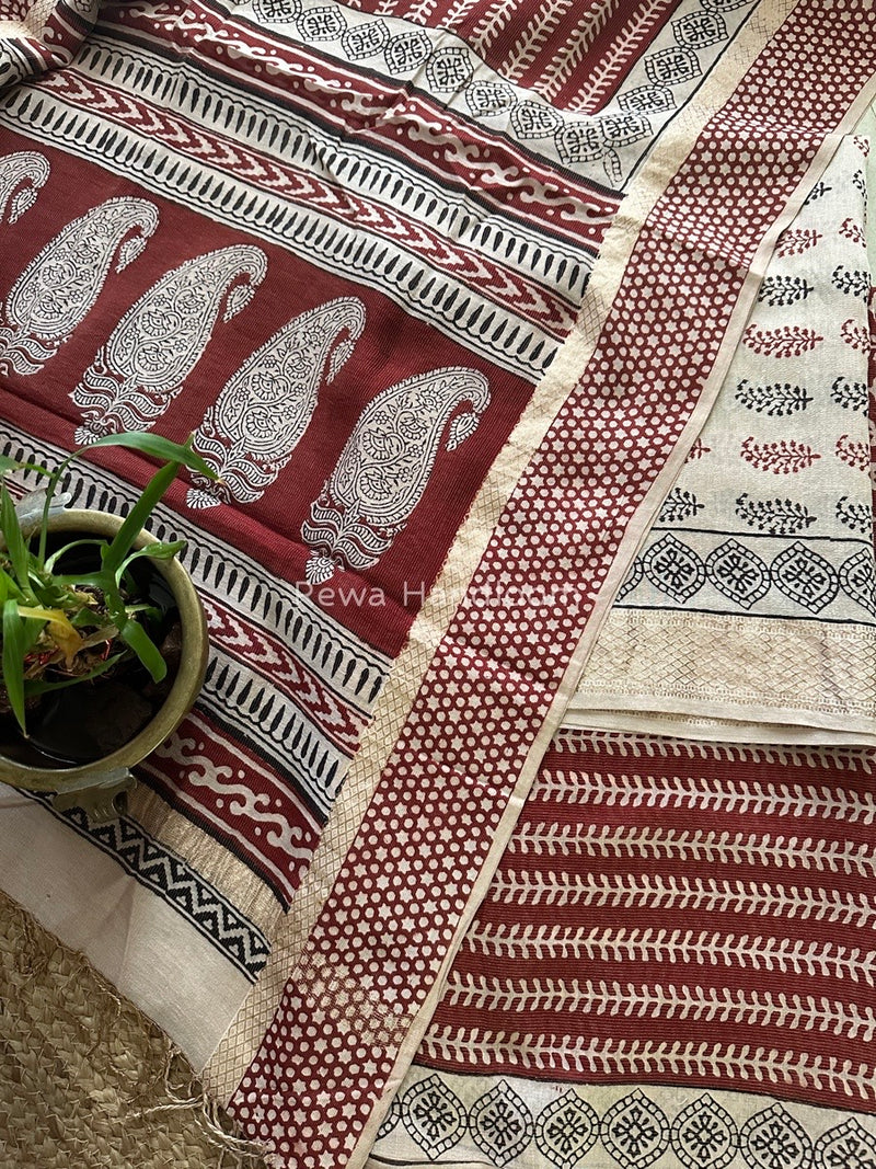  Bagh Print Tissue Suit