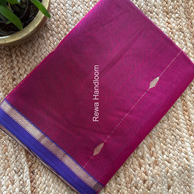 Magenta Lining Butti Shaded Maheshwari Saree SBS076