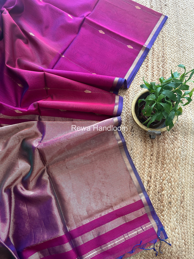 Magenta Lining Butti Shaded Maheshwari Saree SBS076