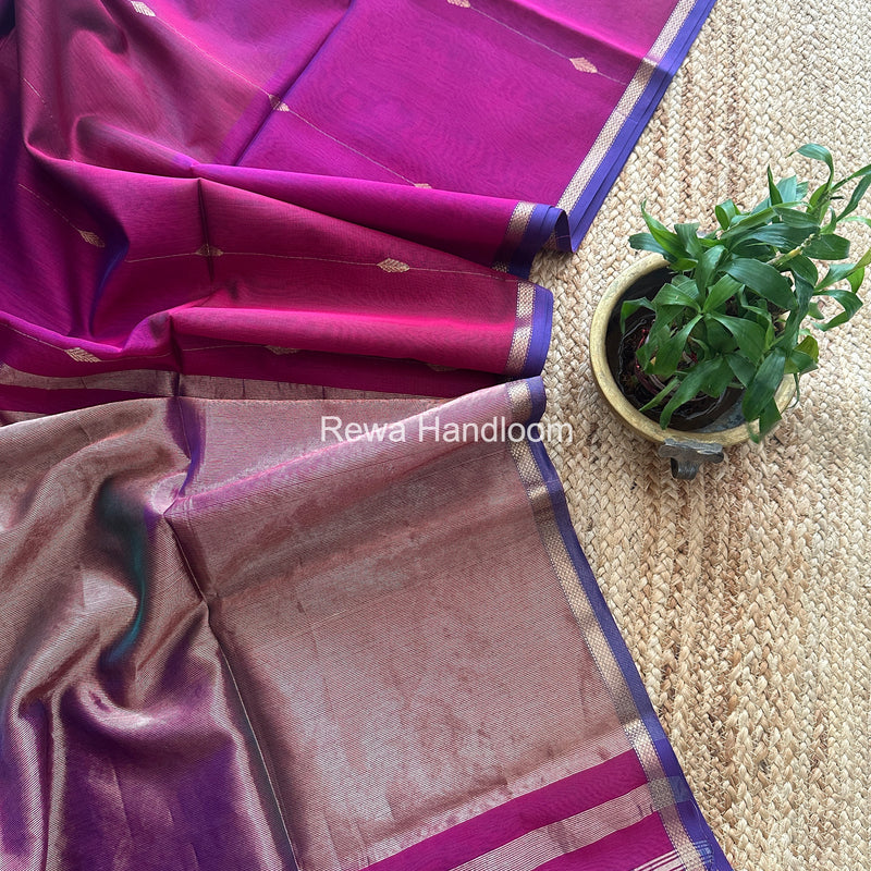 Magenta Lining Butti Shaded Maheshwari Saree SBS076