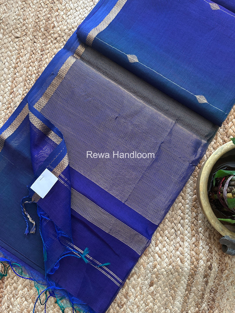Blue Lining Butti Shaded Maheshwari Saree SBS071 – Rewa Handloom