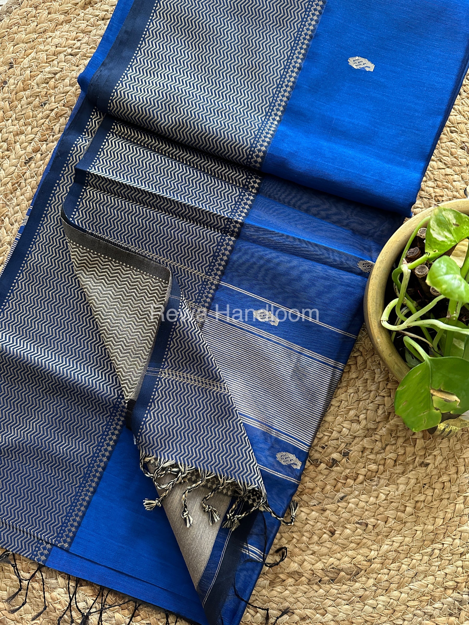 Maheshwari Blue Resham Thread Butti Saree-RBS-012