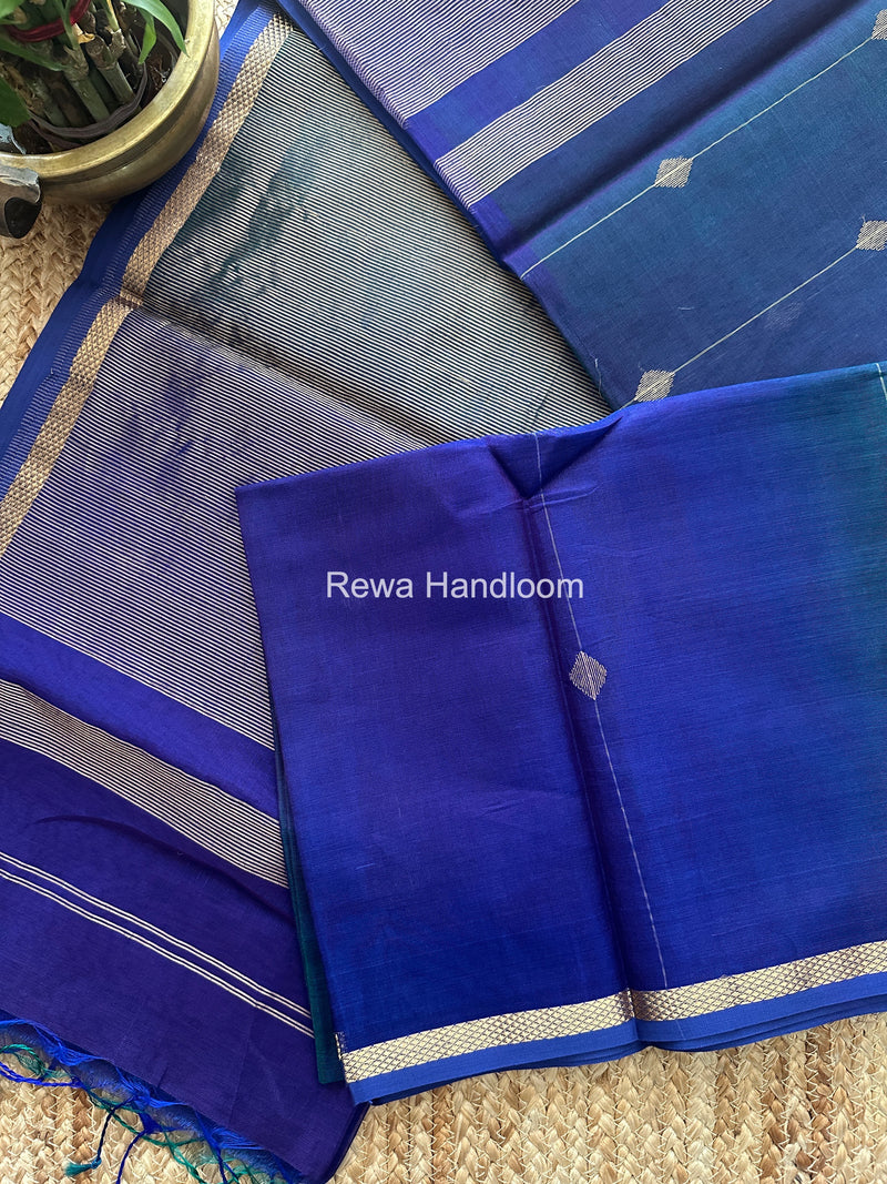 Blue Lining Butti Shaded Maheshwari Saree SBS071 – Rewa Handloom