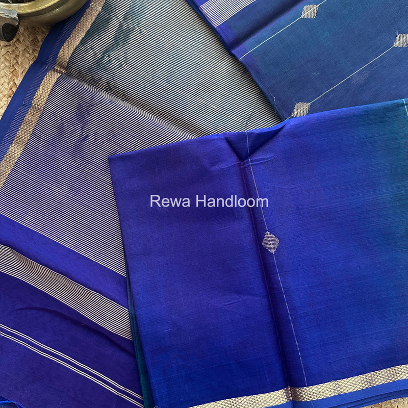Blue Lining Butti Shaded Maheshwari Saree SBS071 – Rewa Handloom