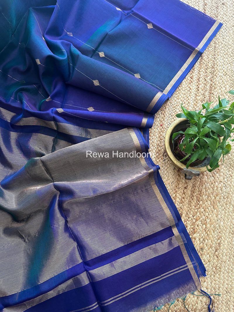 Blue Lining Butti Shaded Maheshwari Saree SBS071