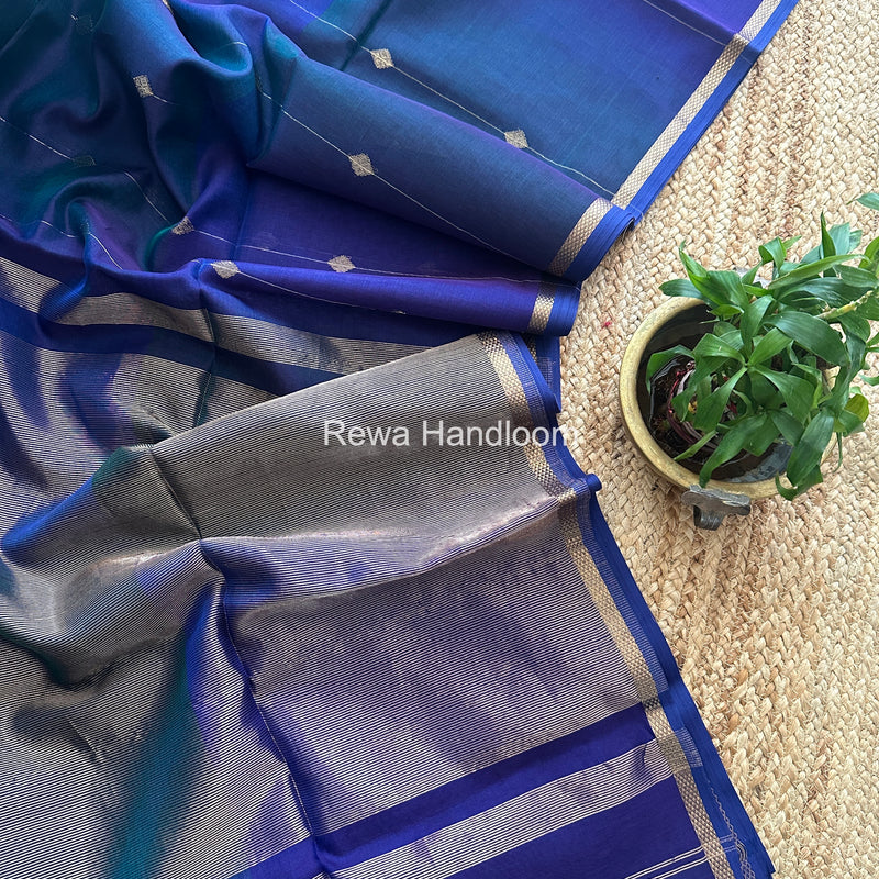 Blue Lining Butti Shaded Maheshwari Saree SBS071