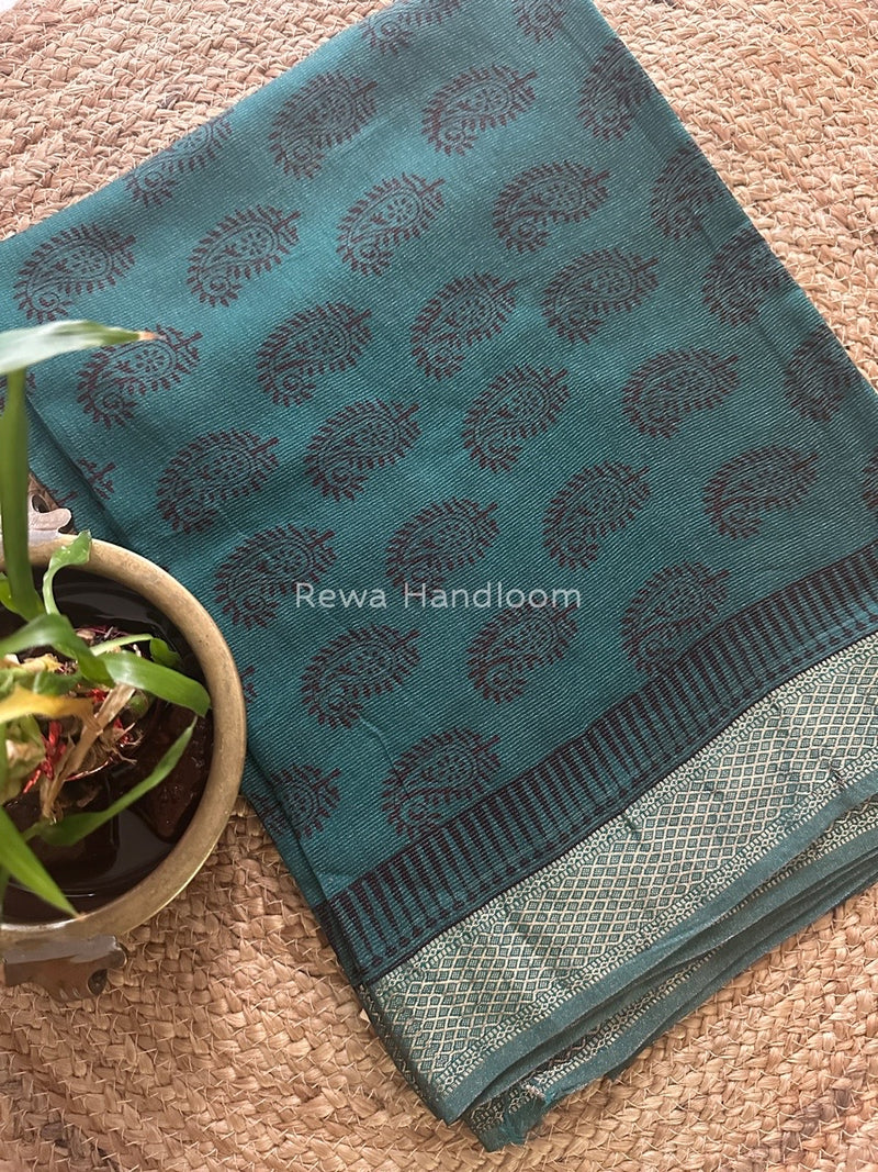 Maheshwari Green-Maroon Bagh Print Tissue Suit BTS011