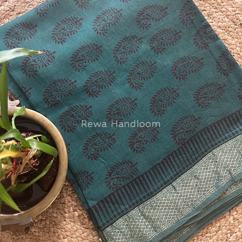 Maheshwari Green-Maroon Bagh Print Tissue Suit BTS011