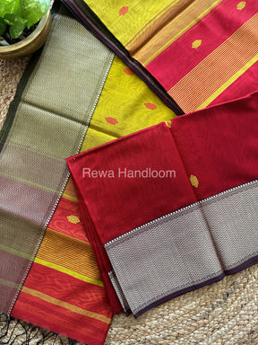 Maheshwari Maroon Resham Thread Butti Saree-RBS-06