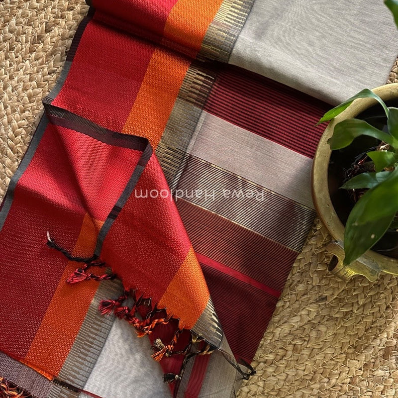 Maheshwari Tussar Multicolor Border Saree MB00508