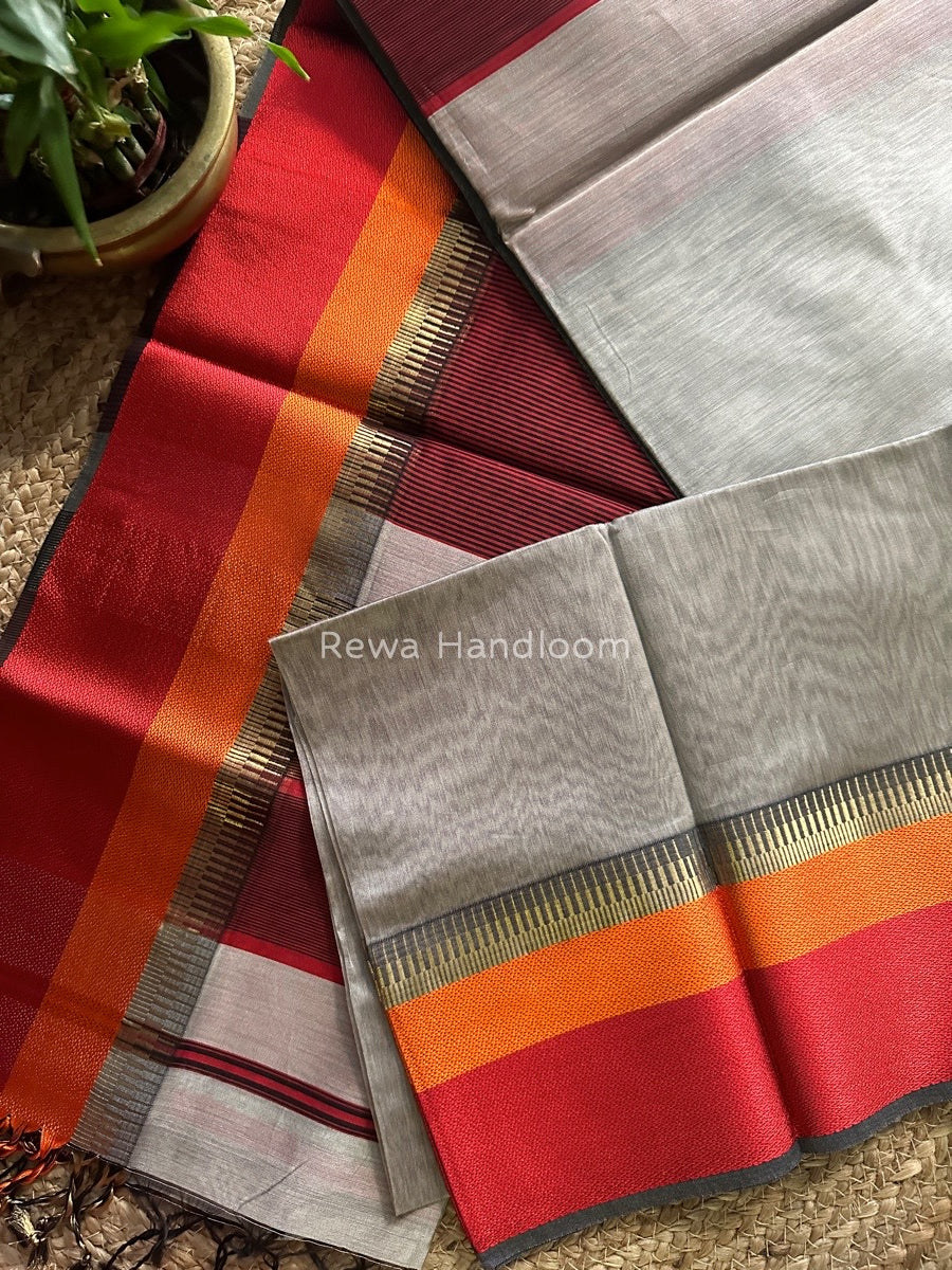 Maheshwari Tussar Multicolor Border Saree MB00508
