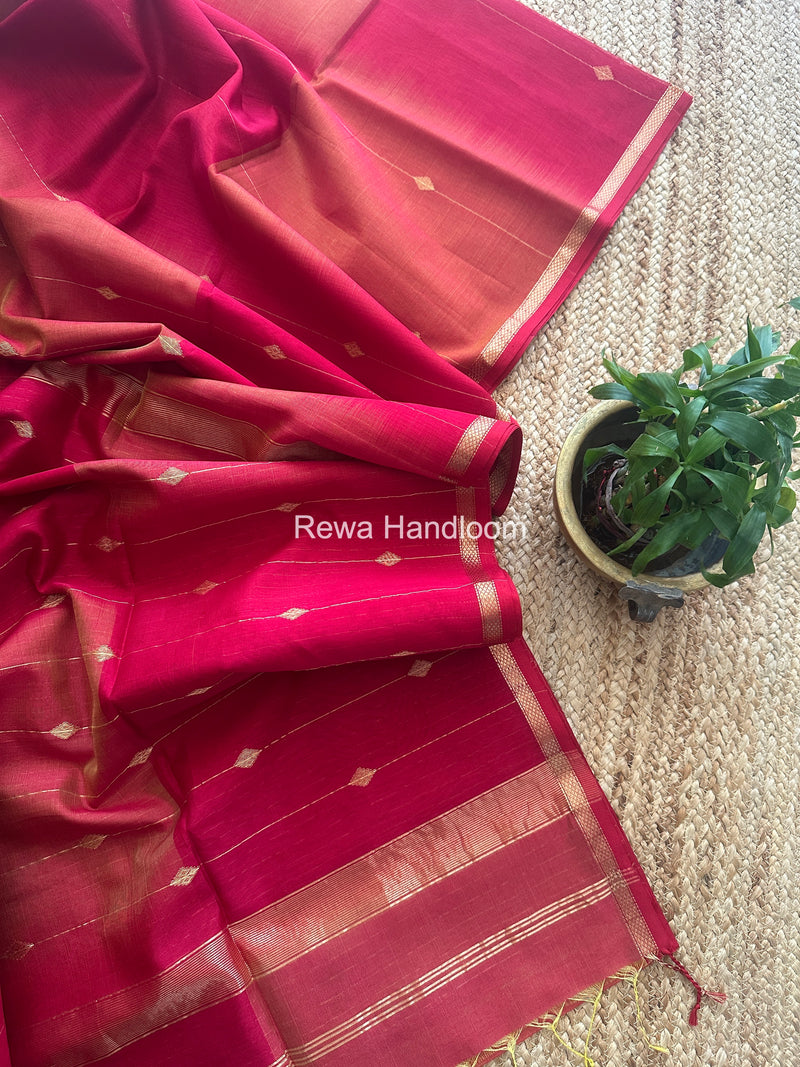 Rani Pink Lining Butti Shaded Maheshwari Saree SBS074