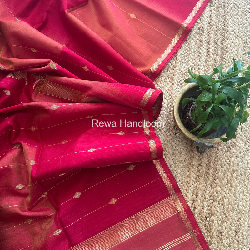 Rani Pink Lining Butti Shaded Maheshwari Saree SBS074