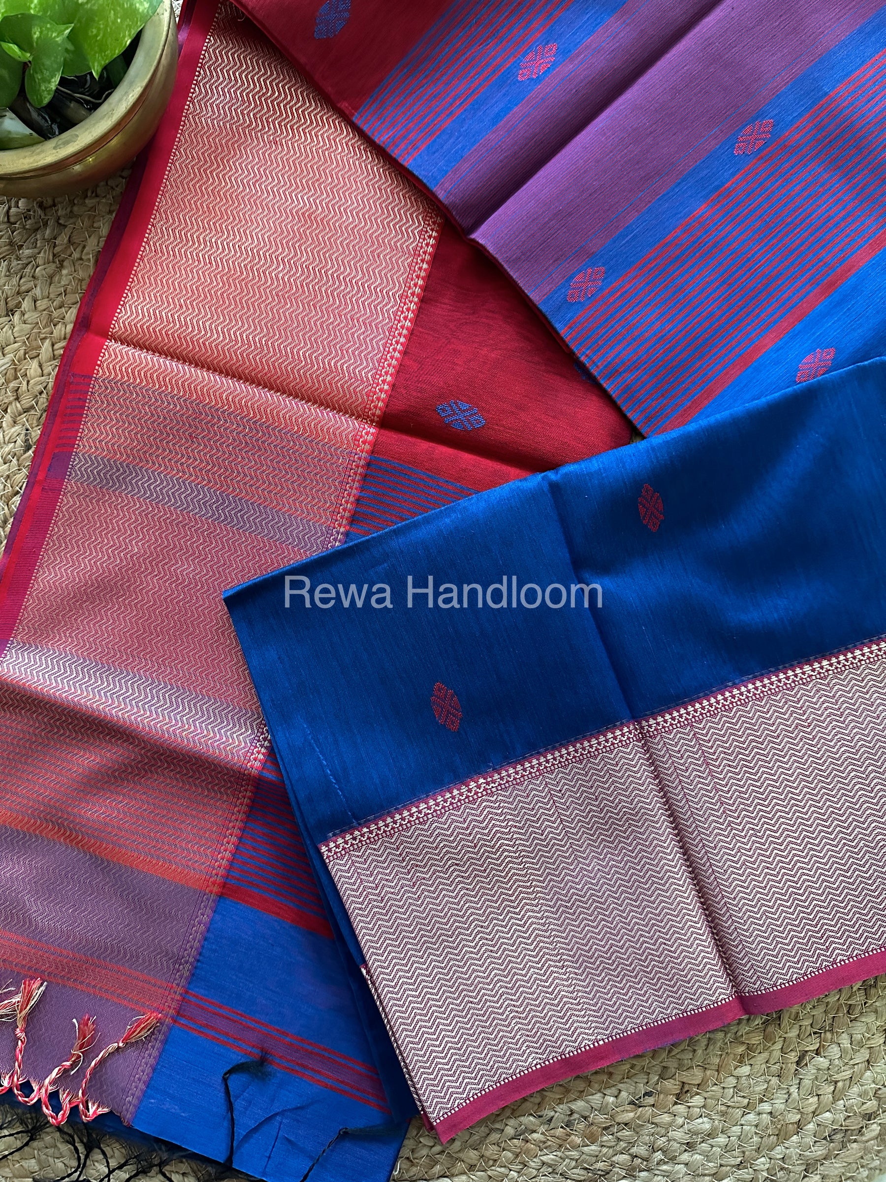 Maheshwari Blue Resham Thread Butti Saree-RBS-03