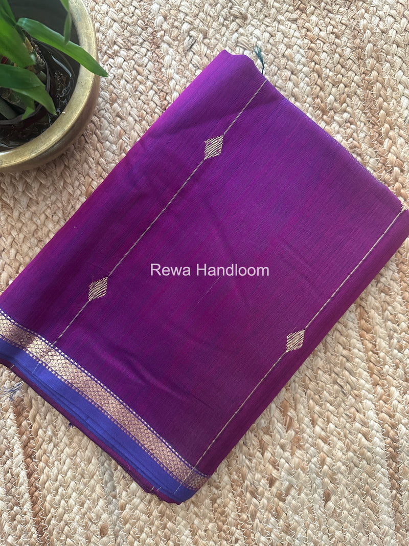 Dark Purple Lining Butti Shaded Maheshwari Saree SBS090