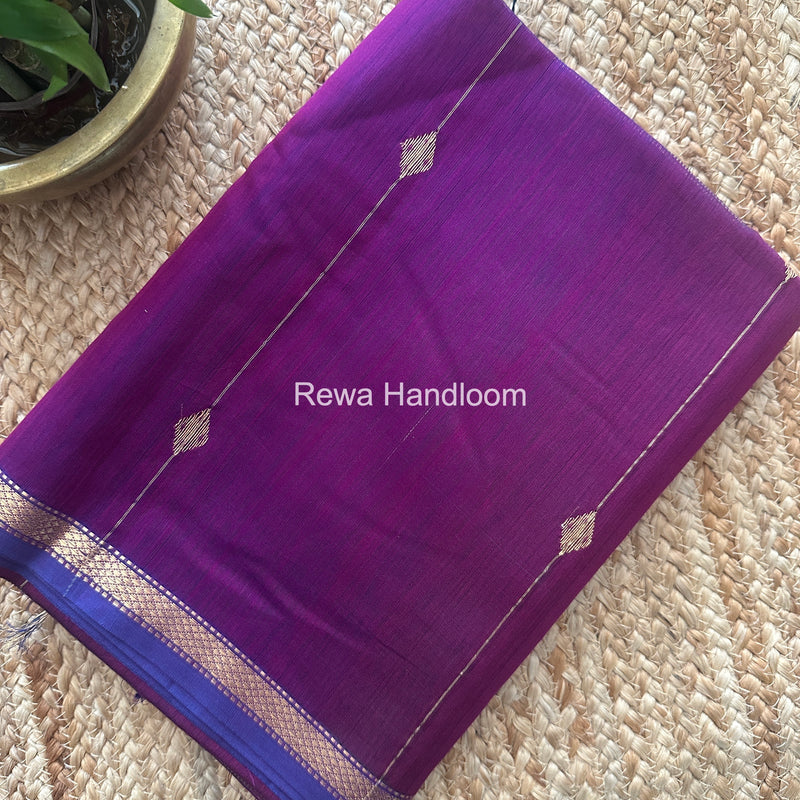 Dark Purple Lining Butti Shaded Maheshwari Saree SBS090