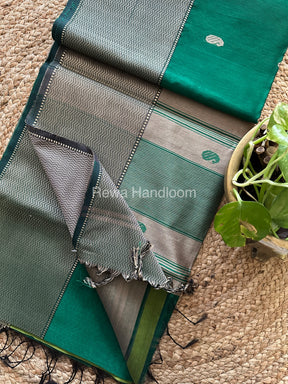 Maheshwari Bottle Green Resham Thread Butti Saree-RBS05