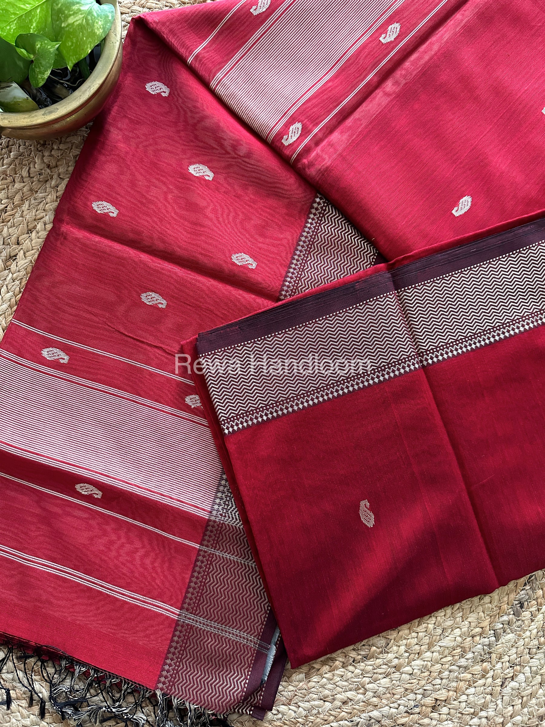 Maheshwari Maroon Resham Thread Butti Saree-RBS-04