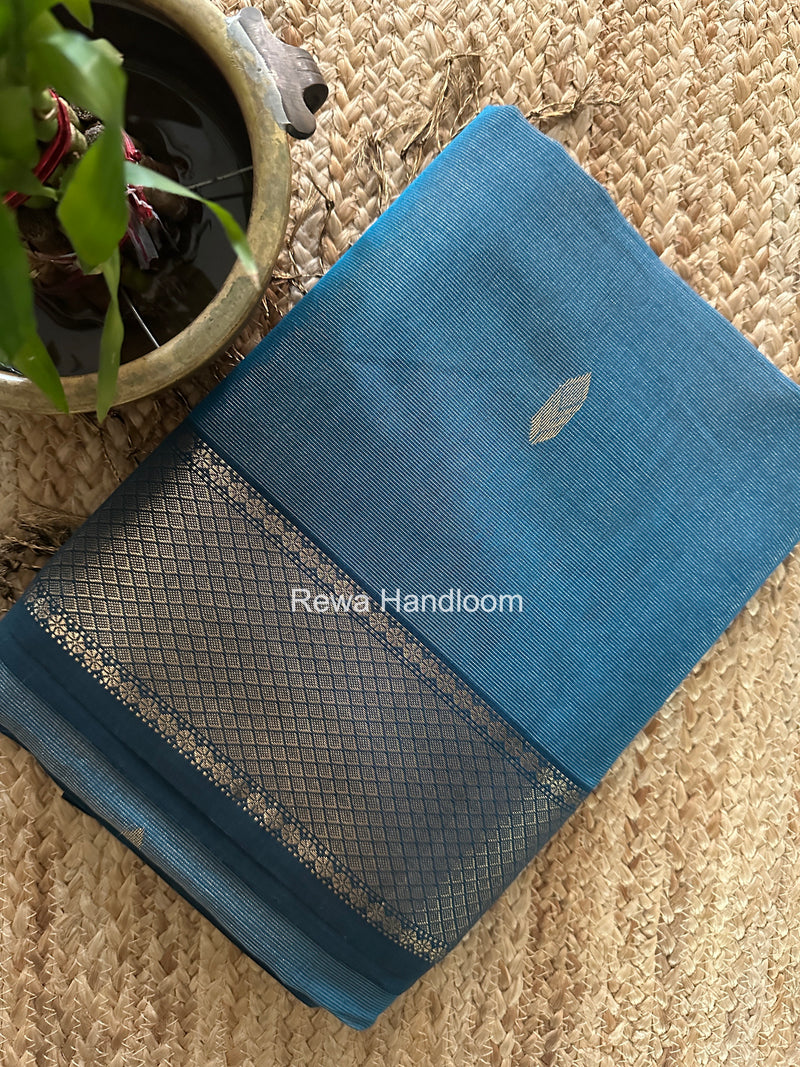 Maheshwari Steel Blue Tissue Silk Saree TFB040