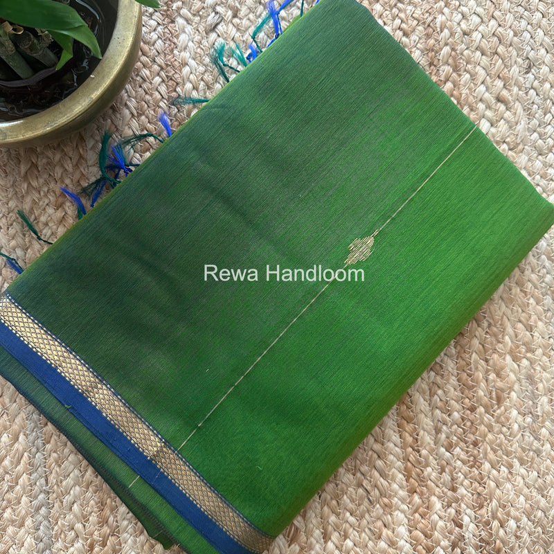 Mehendi Green Lining Butti Shaded Maheshwari Saree SBS068