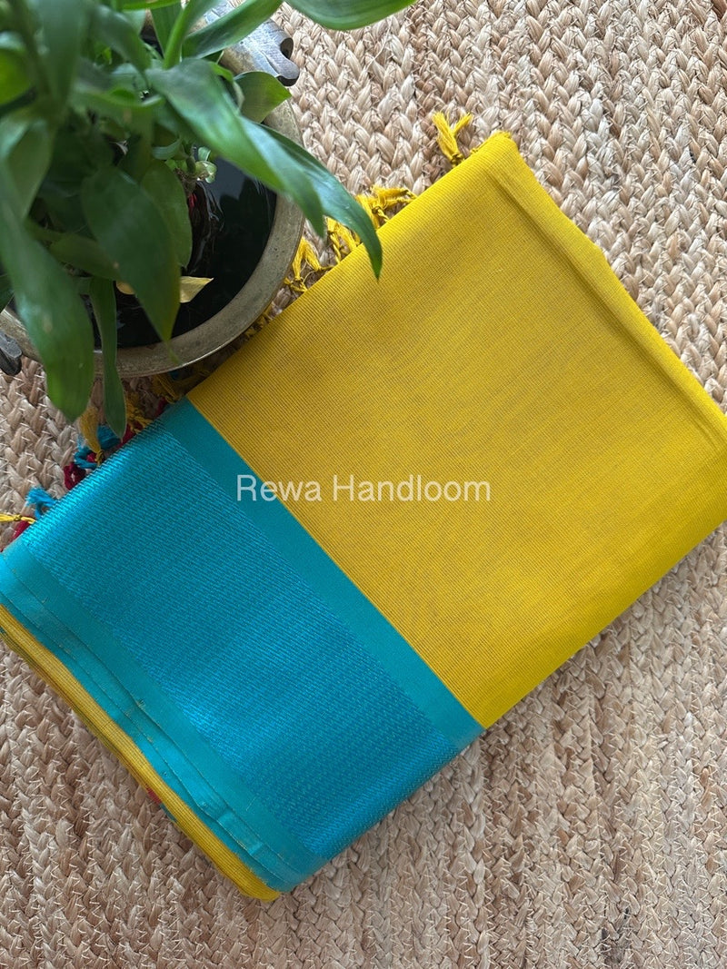 Maheshwari Lemon Yellow Heavy Pallu Saree DPS026