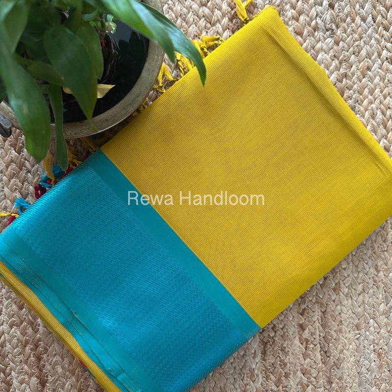 Maheshwari Lemon Yellow Heavy Pallu Saree DPS026