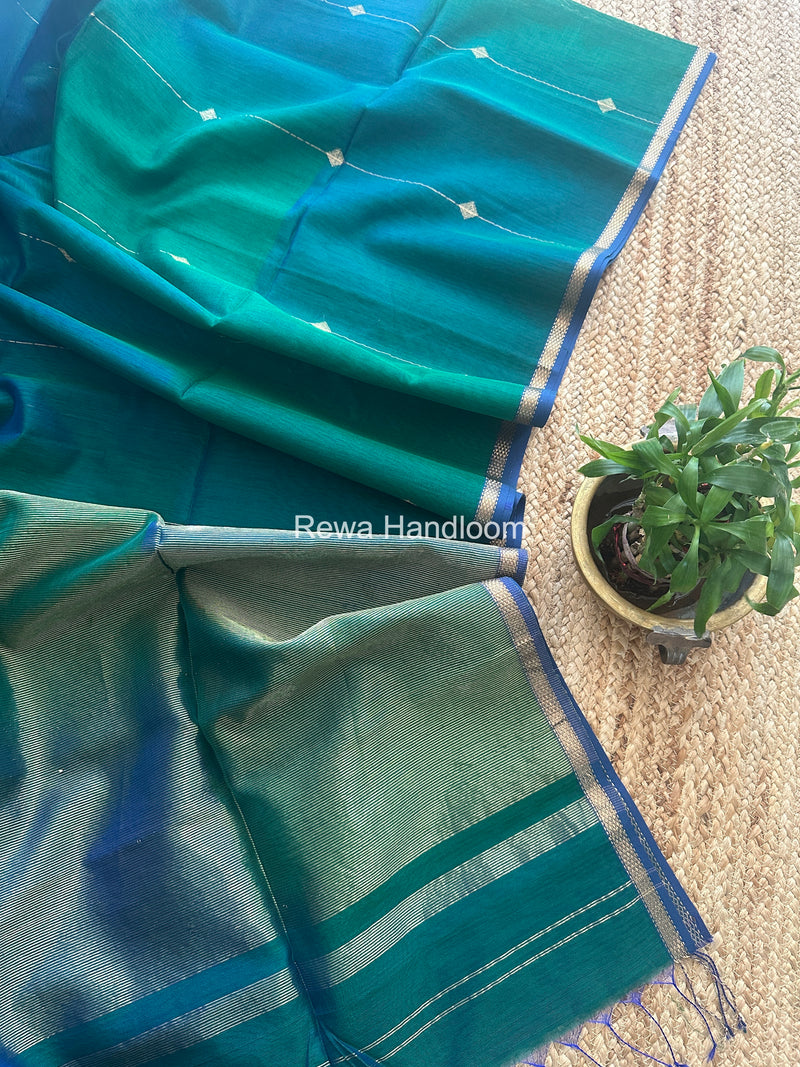 Morpankhi Lining Butti Shaded Maheshwari Saree SBS069