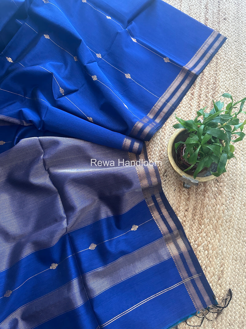 Blue Lining Butti Shaded Maheshwari Saree SBS073