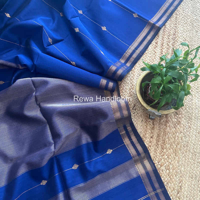 Blue Lining Butti Shaded Maheshwari Saree SBS073