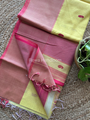 Maheshwari Yellow Resham Thread Butti Saree-RBS-013