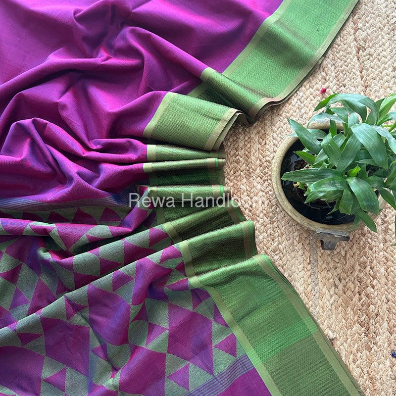 Maheshwari Purple Heavy Pallu Saree DPS025