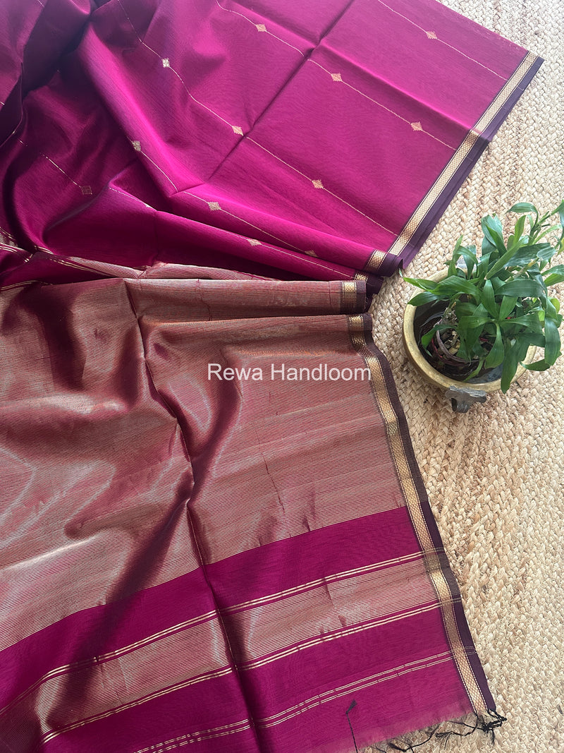 Magenta Lining Butti Shaded Maheshwari Saree SBS070