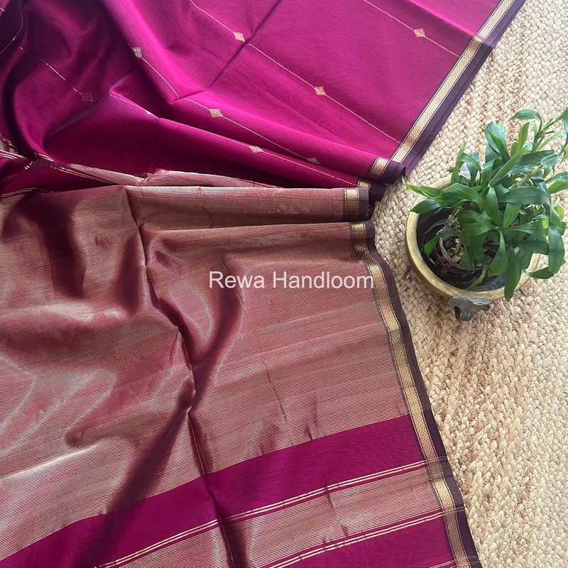 Magenta Lining Butti Shaded Maheshwari Saree SBS070