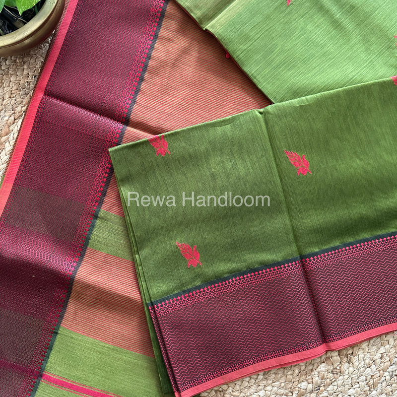 Maheshwari Green Resham Thread Butti Saree-RBS-09
