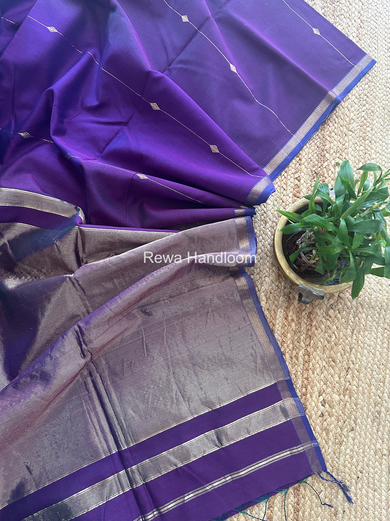 Deep Purple Lining Butti Shaded Maheshwari Saree SBS092