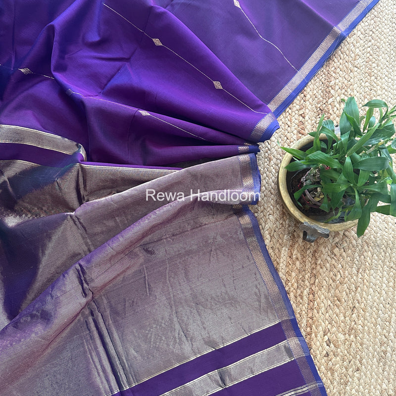 Deep Purple Lining Butti Shaded Maheshwari Saree SBS092